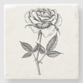 zeichnend Rose Steinuntersetzer (Vorderseite)