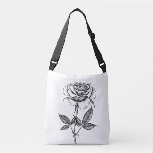 zeichnend Rose Tragetaschen Mit Langen Trägern (Vorderseite)