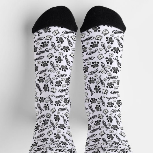 Zeichnend Schwarz-Weiß-Katzen Socken (Oben)