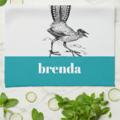 Zeichnend Schwarze Linie - LyreBird Geschirrtuch (Gefaltet)