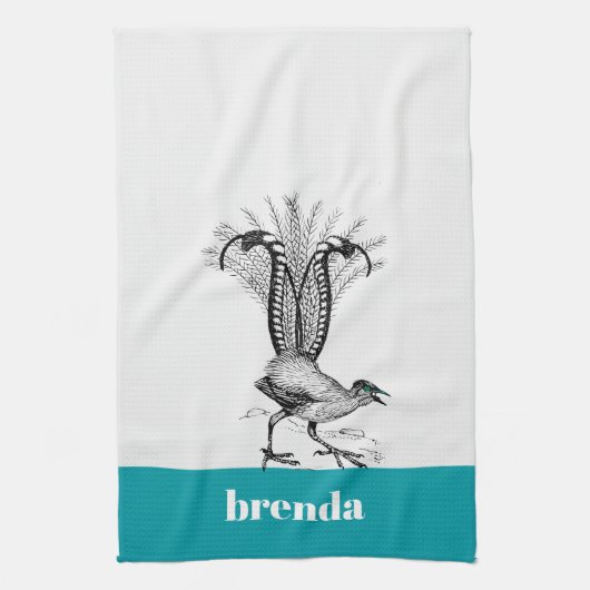 Zeichnend Schwarze Linie - LyreBird Geschirrtuch (Vertikal)