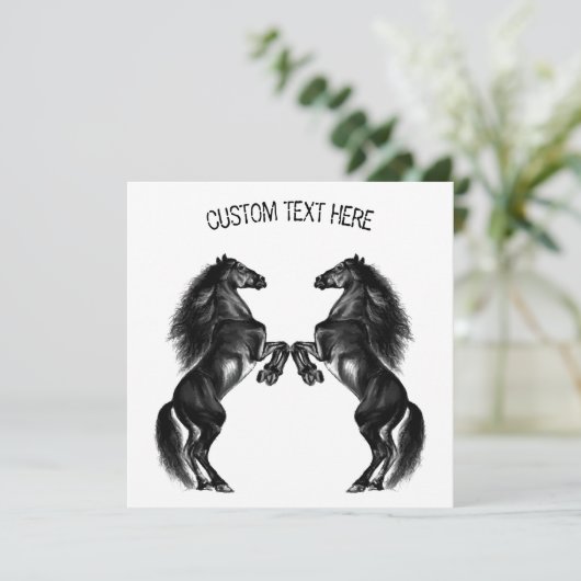 Zeichnend Schwarze Wildpferde - Text hinzufügen (Stehend Vorderseite)