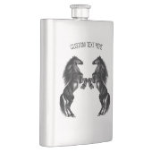 Zeichnend Schwarze Wildpferde - Text hinzufügen Flachmann (Rechts)