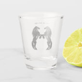 Zeichnend Schwarze Wildpferde - Text hinzufügen Schnapsglas (Rückseite)