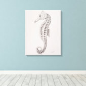 Zeichnend Seepferd an der Küste Leinwanddruck (Insitu (Holzboden))