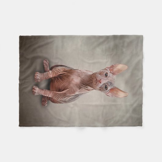 Zeichnend Sphynx-Kätzchen Fleecedecke (Vorderseite (Horizontal))
