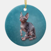 Zeichnend Sphynx-Kätzchen Keramik Ornament (Vorne)