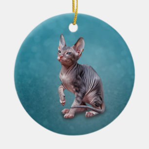 Zeichnend Sphynx-Kätzchen Keramik Ornament
