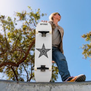 Zeichnend Sterne, Vintage Abbildung Skateboard