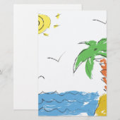 Zeichnend Strand mit Palmen Briefpapier (Vorne/Hinten)