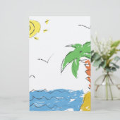 Zeichnend Strand mit Palmen Briefpapier (Stehend Vorderseite)