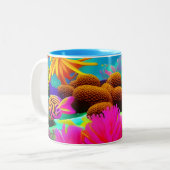 Zeichnend Unterwasserkorallenriff Zweifarbige Tasse (Vorderseite Links)