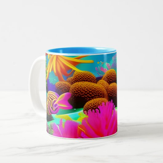 Zeichnend Unterwasserkorallenriff Zweifarbige Tasse (Vorderseite Links)