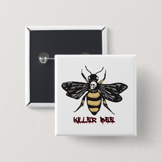 zeichnend Vintage Killerbiene Button (Vorne & Hinten)