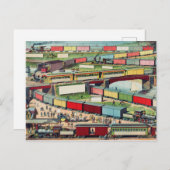 Zeichnend Vintager Bahnhof Postkarte (Vorne/Hinten)