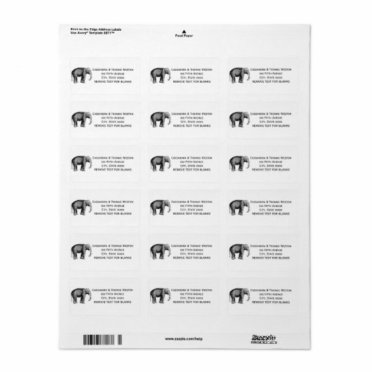 Zeichnend Vintager Elefant Adressaufkleber (Vorne)