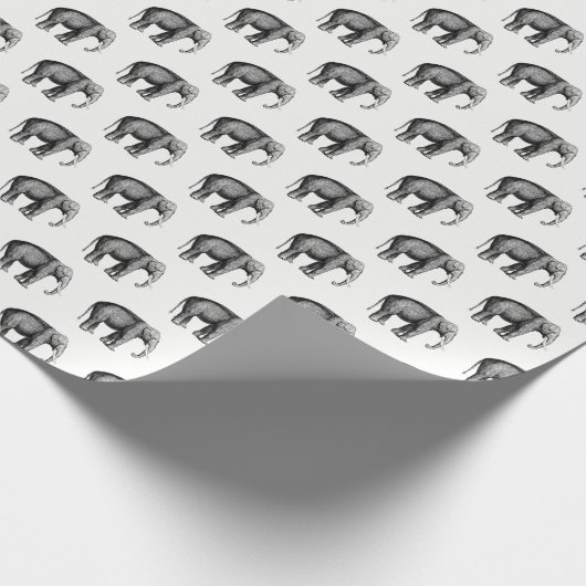 Zeichnend Vintager Elefant Geschenkpapier (Ecke)