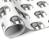 Zeichnend Vintager Elefant Geschenkpapier (Rolleneckpunkt)