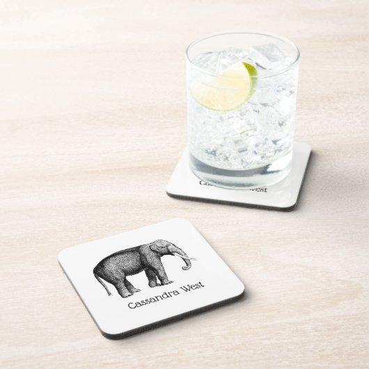 Zeichnend Vintager Elefant Getränkeuntersetzer (Rechte Seite)