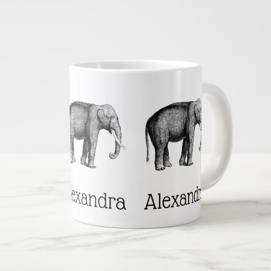 Zeichnend Vintager Elefant Jumbo-Tasse (Vorderseite Rechts)