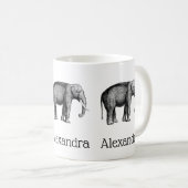 Zeichnend Vintager Elefant Kaffeetasse (VorderseiteRechts)