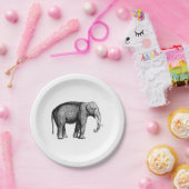 Zeichnend Vintager Elefant Pappteller (Party)