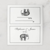 Zeichnend Vintager Elefant Platzkarte (Außenseite Aufgefaltet)