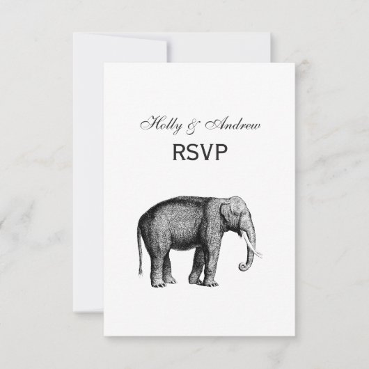 Zeichnend Vintager Elefant RSVP Karte (Vorderseite)