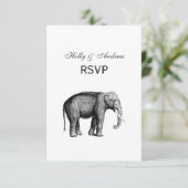 Zeichnend Vintager Elefant RSVP Karte (Stehend Vorderseite)