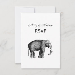 Zeichnend Vintager Elefant RSVP Karte