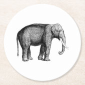 Zeichnend Vintager Elefant Runder Pappuntersetzer (Vorderseite)