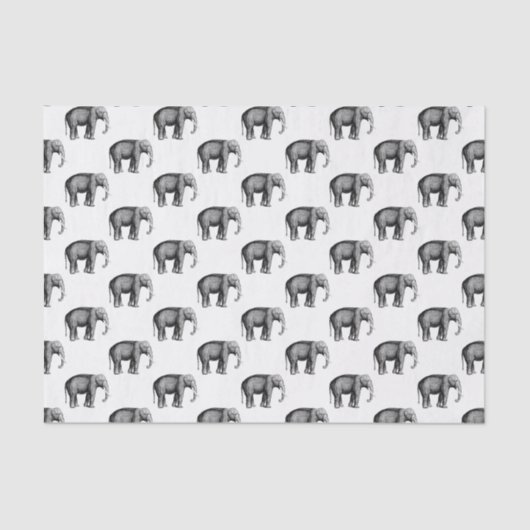 Zeichnend Vintager Elefant Seidenpapier (Vorderseite)