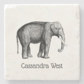 Zeichnend Vintager Elefant Steinuntersetzer (Vorderseite)