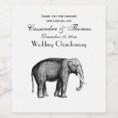 Zeichnend Vintager Elefant Weinetikett (Einzelnes Label)