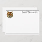Zeichnend Vintager Tigerkopf Mitteilungskarte (Vorne/Hinten)