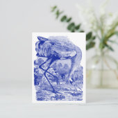 Zeichnend Vintager Vogel | Blau | Kranwagen Postkarte (Stehend Vorderseite)