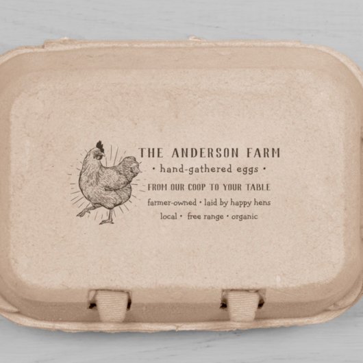 Zeichnend Vintages Hühnchen | Familienbetrieb Fris Gummistempel