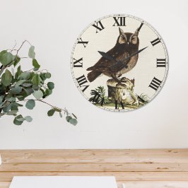 Zeichnend Vintages Owl Große Wanduhr