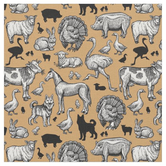 Zeichnend Vintages Zuchttier  Stoff (Nahaufnahme)