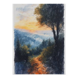 Zeichnend Wald Poster