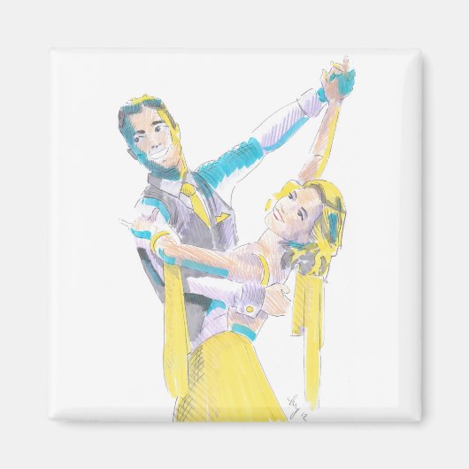 Zeichnend Waltz Ballroom Dancers Magnet (Vorne)