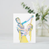 Zeichnend Waltz Ballroom Dancers Postkarte (Stehend Vorderseite)