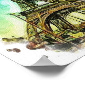 Zeichnend Wasserfarbe, der Eiffelturm Paris Poster (Ecke)