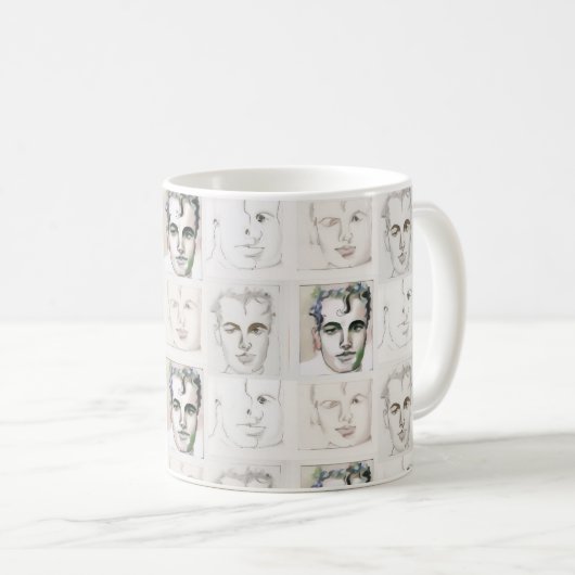 Zeichnend Wasserfarbenlinie für Männer Kaffeetasse (VorderseiteRechts)