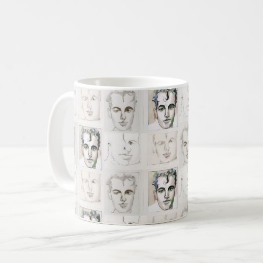 Zeichnend Wasserfarbenlinie für Männer Kaffeetasse (Vorderseite Links)