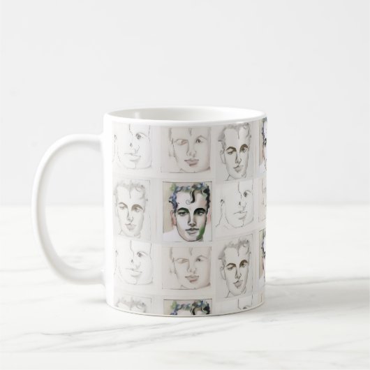 Zeichnend Wasserfarbenlinie für Männer Kaffeetasse (Links)