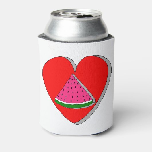 Zeichnend Wassermelone und Rotes Herz Dosenkühler (Kanne Rückseite)