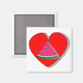 Zeichnend Wassermelone und Rotes Herz Magnet (Vorderseite/Rückseite)