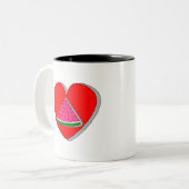 Zeichnend Wassermelone und Rotes Herz Zweifarbige Tasse (Vorderseite Links)