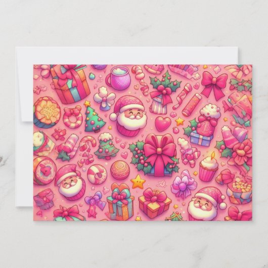 Zeichnend Weihnachtsmotive Rosa Karte (Vorderseite)